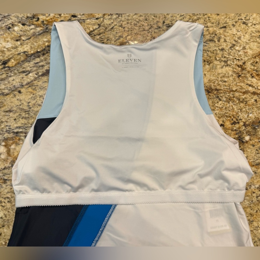EleVen by Venus Williams Tri-Tone Mini Dress - Light Blue, Navy, and White - Picture 3 of 10
